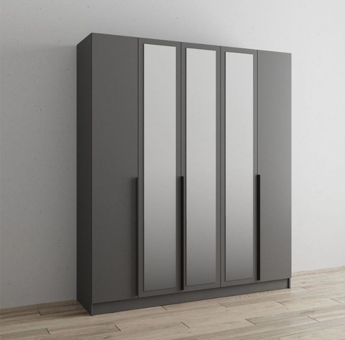 Шкаф Мадрид (2,0) с зеркалом графит серый