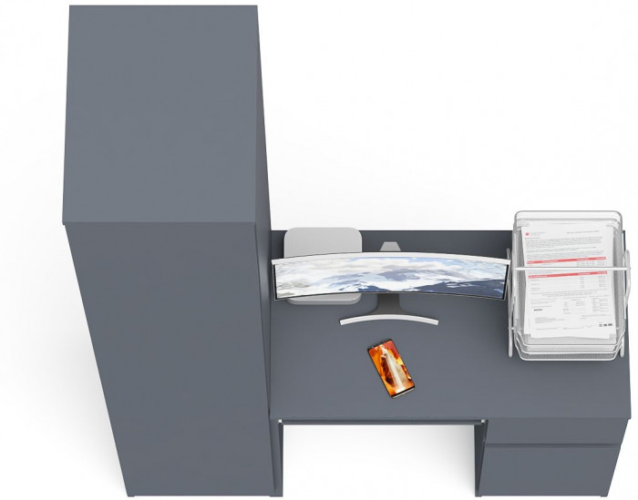 Мори компьютерный стол МС-1 правый + Пенал МШ400.1, графит