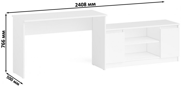 Мори письменный стол МСП1200.1 + Тумба МТВ1200.1, белый