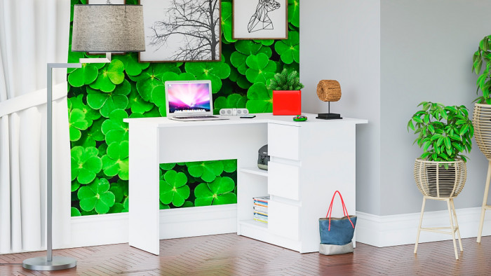 Мори Стол компьютерный МС-16 правый, цвет белый, ШхГхВ 124,4х84,9х76,6 см., выдвижные ящики справа, НЕ универсальная сборка