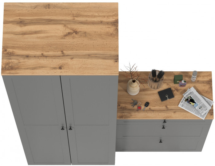 Остин Прихожая 05, серый графит/дуб крафт золотой