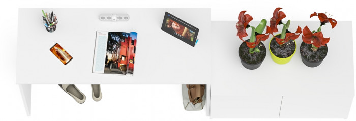 Мори Стол письменный МСП1200.1 + Тумба МА900.1, цвет белый, ШхГхВ 210,8х50,4х76,6 см., универсальная сборка