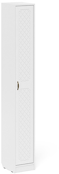 Прихожая П-6-350 Пенал, белая шагрень/фасады МДФ белое дерево фрезеровка ромб