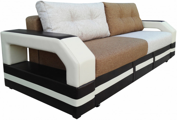 Диван-кровать Манчестер, еврокнижка, рогожка/экокожа, 160х195, комби