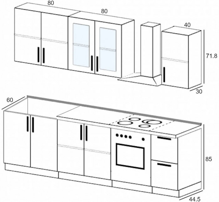 Кухня МДФ 2000 Милано Компоновка №2 (Шарли мокко, Белый)