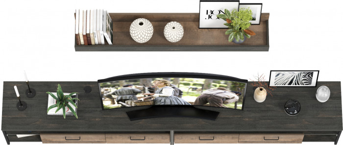 Трувор 13.70 Тумба под ТВ + 13.70 Тумба под ТВ + 15.60 Полка, дуб гранж песочный/интра