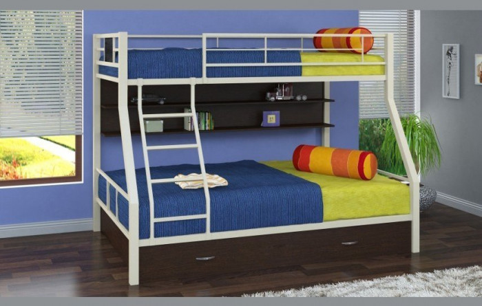 Двухъярусная кровать Гранада-1ПЯ, серый / Венге (Дуб Айленд, Серый)