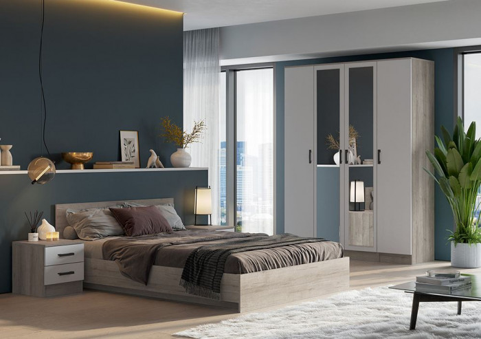 мс для спальни Ронда ТБ дуб крафт серый/белый