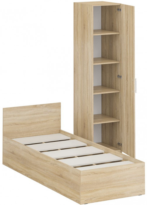 Кровать 0800 + Пенал Стандарт, дуб сонома