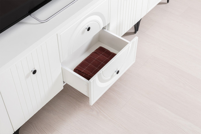 Валенсия Гостиная № 056, цвет ЛДСП белый шагрень/МДФ белый шагрень, ШхГхВ 188,1х38,3х225,2 см., универсальная сборка