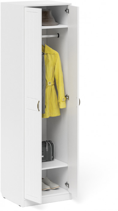 Прихожая П-6 Шкаф, цвет белая шагрень/фасады МДФ белое дерево фрезеровка прованс, ШхГхВ 60х50х210 см.