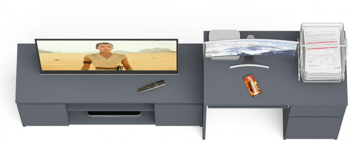 Мори Стол компьютерный МС-1 правый + Тумба МТВ1200.1, цвет графит, ШхГхВ 210,4х50х76,6 см., выдвижной ящик справа, НЕ универсальная сборка