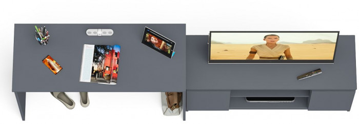 Мори письменный стол МСП1200.1 + Тумба МТВ1200.1, графит