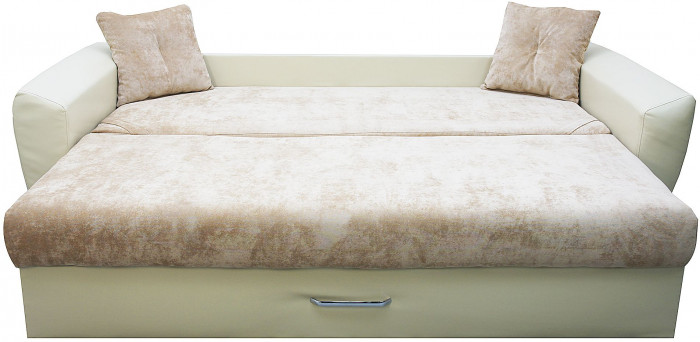 Диван-кровать Амстердам Люкс, 160х195, еврокнижка, пружинный блок, велюр/экокожа, бежевый