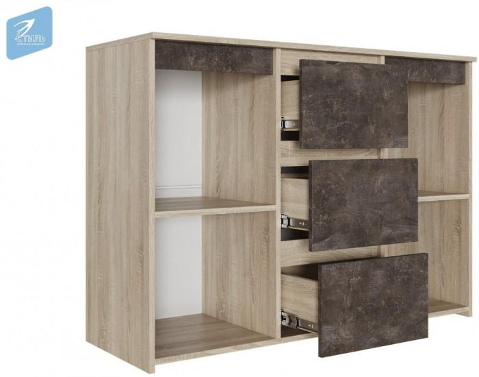 Милано-3 Комод (Ателье темное, Дуб сонома светлый)