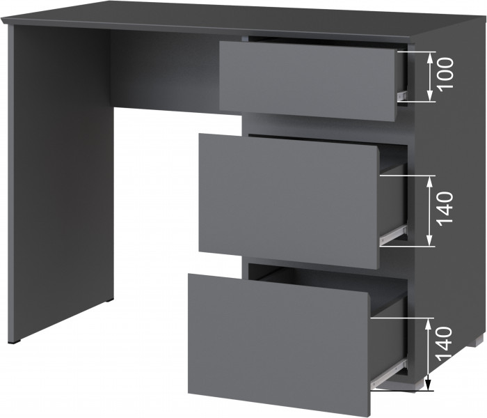 Плейона Стол косметический графит серый