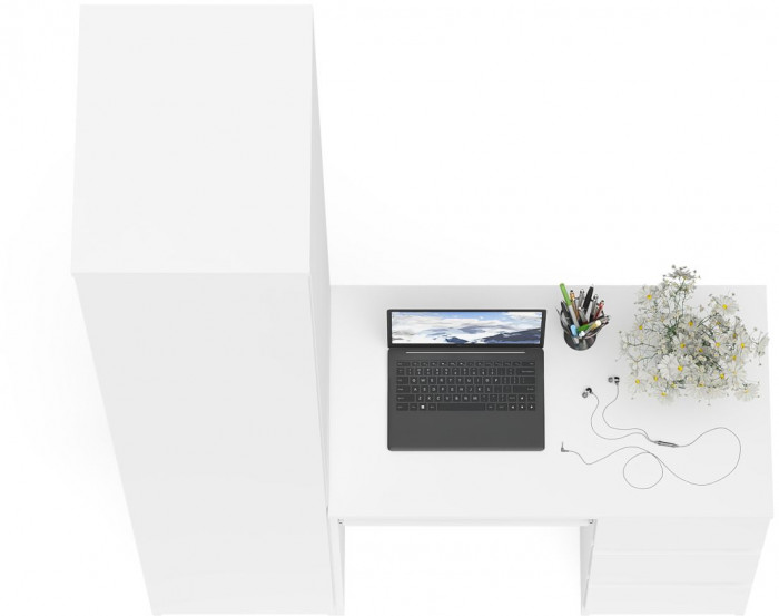 Мори компьютерный стол МС-6 правый + Пенал МШ400.1, белый