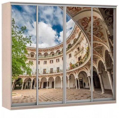 Шкаф купе Модерн 2362х450 4-х дверный 3-х секционный фотопечать №2 ясень