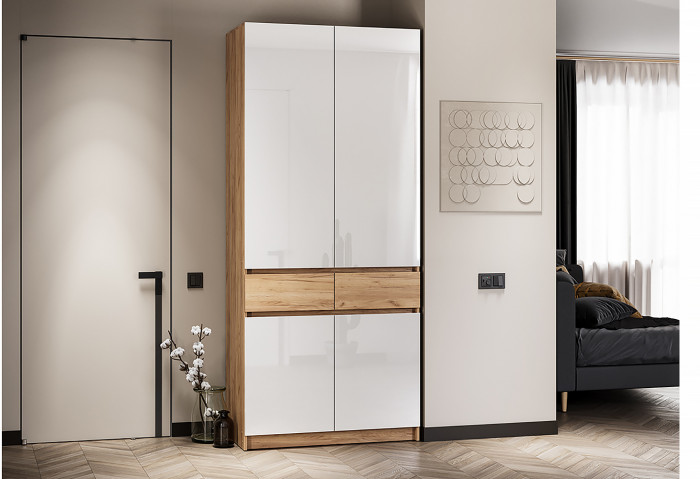 Шкаф распашной Стоуби ШК-1000 дуб крафт /глянец белый