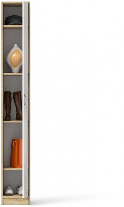 Прихожая П-6-350 Пенал, дуб сонома/фасады МДФ белое дерево фрезеровка прованс