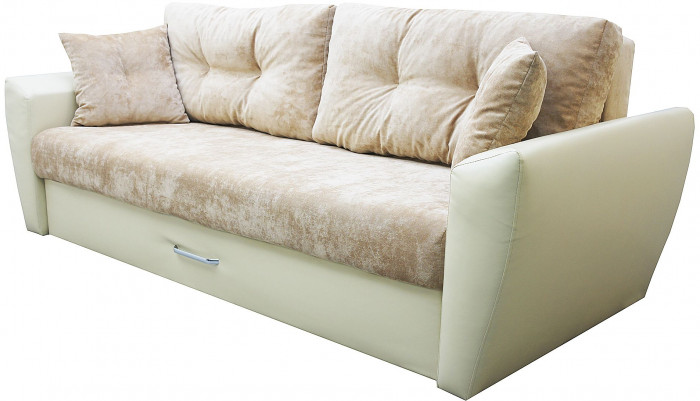 Диван-кровать Амстердам Люкс, 160х195, еврокнижка, независимый пружинный блок, велюр/экокожа, бежевый