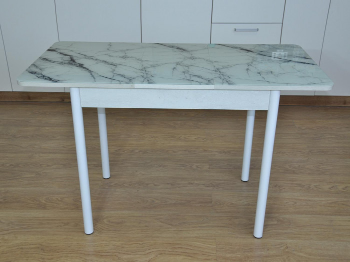 Нью йорк фотопечать стол обеденный раздвижной / белый мрамор/бетон белый/белый