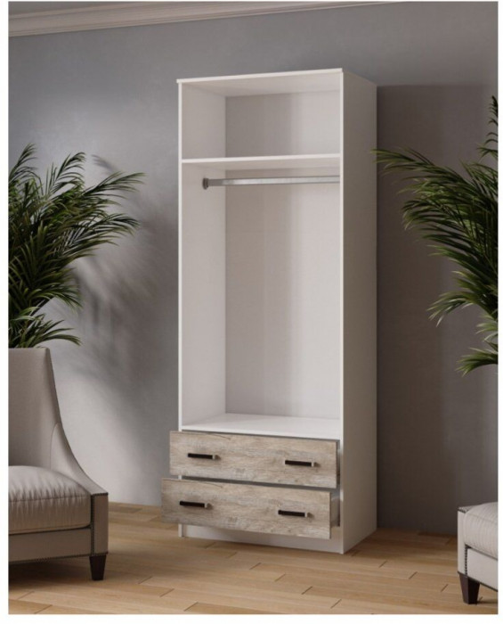 Шкаф комбинированный Лагуна 800 с зеркалом белый/дуб юкон