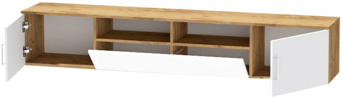 Тумба-3 под ТВ подвесная "Иннэс-7", Крафт золотой/Белый глянец