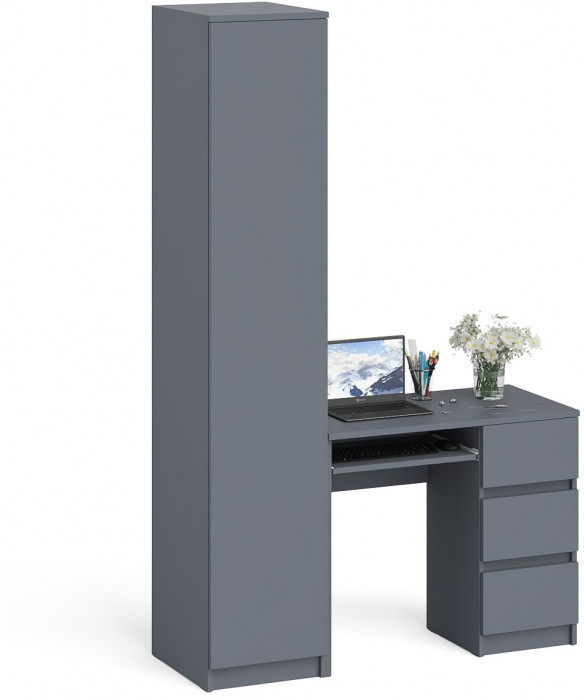 Мори компьютерный стол МС-6 правый + Пенал МШ400.1, графит
