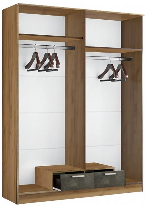 Адель Шкаф 1,6 платяной (Дуб Вотан / Белый глянец)