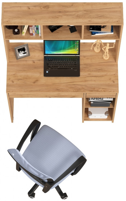 Стол компьютерный Комфорт 12.77F + кресло 103 серое, цвет дуб крафт золотой, ШхГхВ 100х49,8х147 см., универсальная сборка
