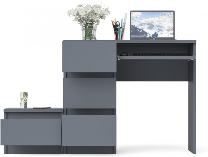 Мори компьютерный стол МС-6 левый + Тумба ТМП400.1, графит