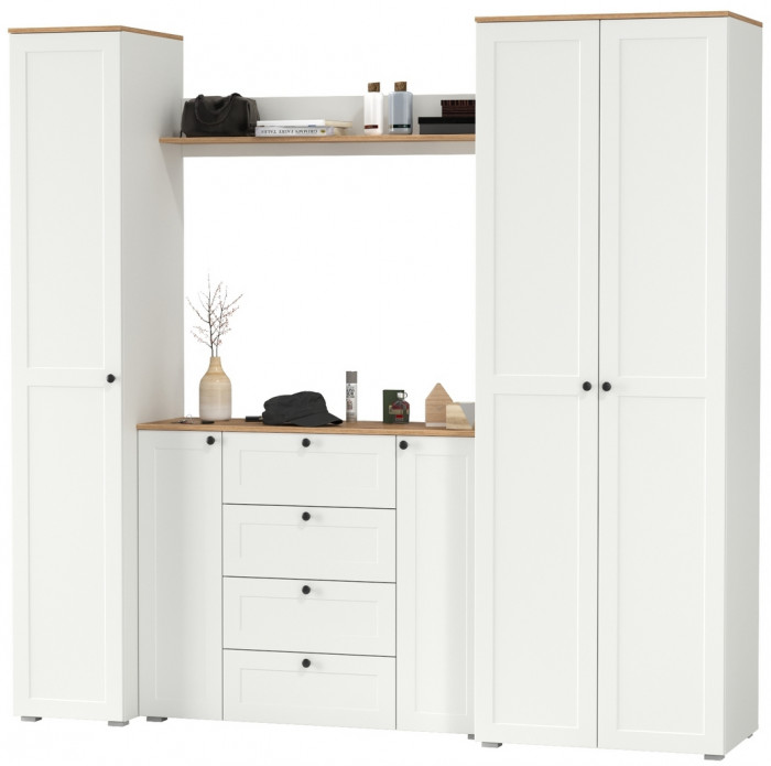 Остин Прихожая 75, белый шагрень/дуб крафт золотой