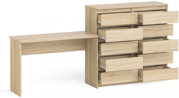 Мори Стол письменный МСП1200.1 + Комод МК1200.10, цвет дуб сонома, ШхГхВ 240,8х50х115 см., универсальная сборка