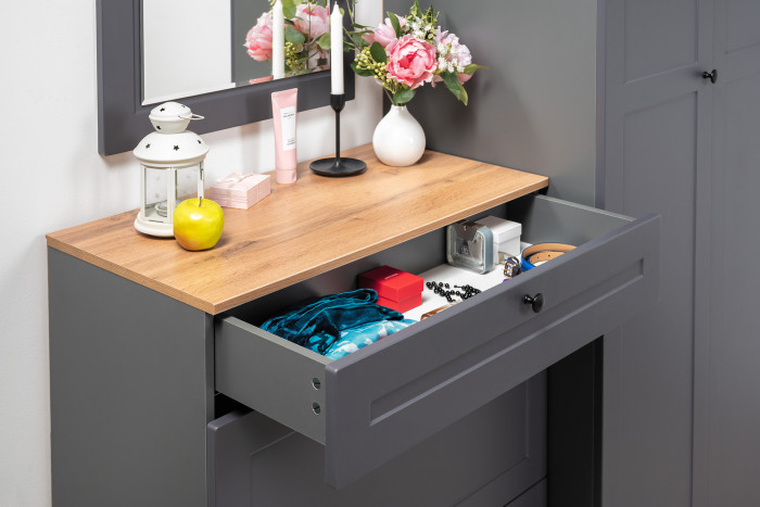 Остин Прихожая 46, цвет серый графит/дуб крафт золотой, ШхГхВ 240х54,3х229,6 см., универсальная сборка