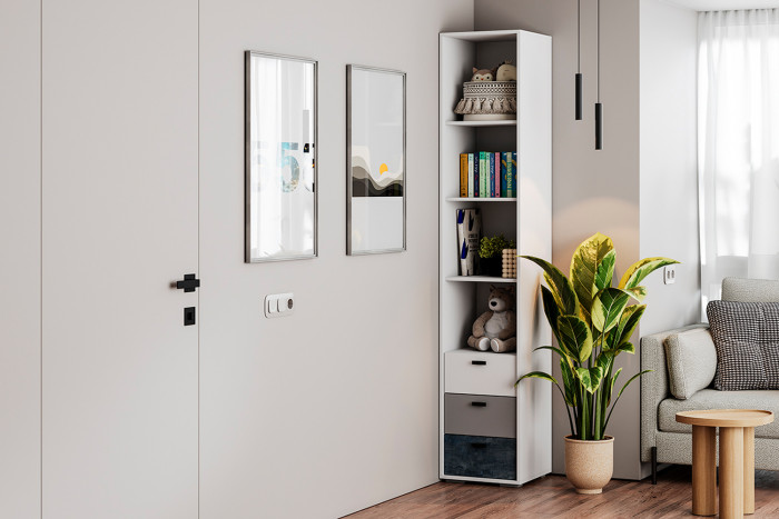 Пенал открытый Накки ПО-400, Белый, Серый, Угольный камень