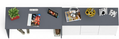 Мори Стол письменный МСП1200.1 + Комод МК1200.3, цвет графит/белый, ШхГхВ 240,8х50х76,6 см., универсальная сборка