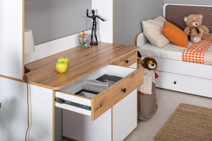 Вуди 12.42 письменный стол, белый премиум/дуб крафт золотой