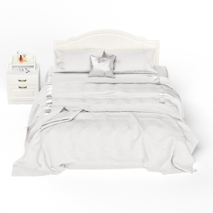 Ливерпуль Кровать 11.08 + основание + ножки + Тумба 08.146 + Полка 10.117, ясень ваниль/белый