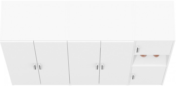Шкаф С-МД-СК9Ш+Пенал С-МД-СК9П+Шкаф С-МД-СК9Ш, цвет белый шагрень, ШхГхВ 183х45х160 см., универсальная сборка
