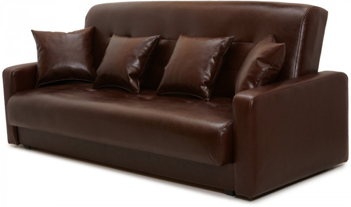 Диван-кровать Аккорд 120х190, книжка, пружинный блок, экокожа, цвет коричневый