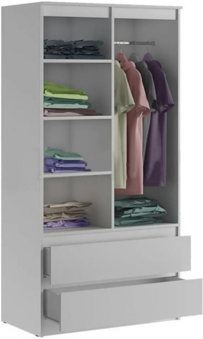 Челси Шкаф 2-х створчатый комбинированный (Белый глянец, Белый)