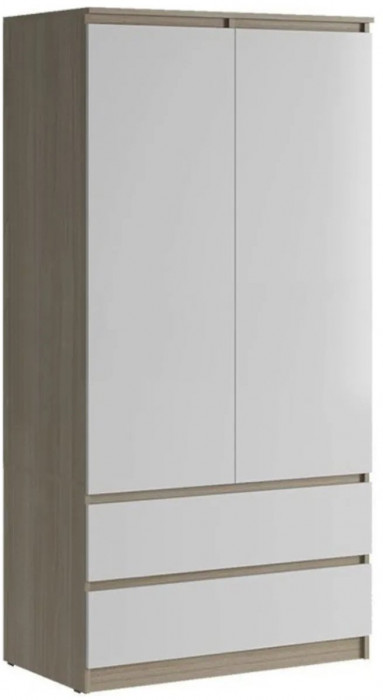 Челси Шкаф 2-х створчатый комбинированный (Белый глянец, Белый)