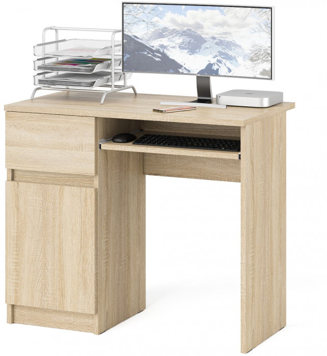 Мори компьютерный стол МС-1 левый, дуб сонома