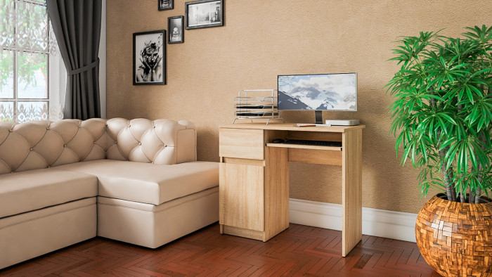 Мори компьютерный стол МС-1 левый, дуб сонома