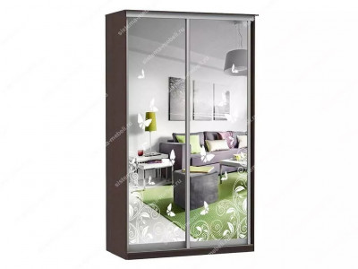 Шкаф купе Модерн 905х600 2-х дверный зеркальный с пескоструем №4 венге