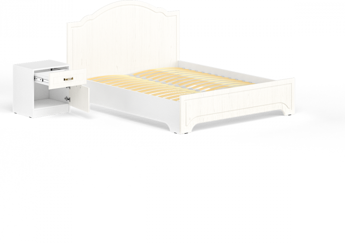 Ливерпуль Кровать 11.08 + основание + ножки + Тумба 08.146, ясень ваниль/белый