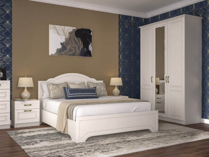 Ливерпуль Кровать 11.08 БЕЗ ортопеда, цвет ясень ваниль/белый, ШхГхВ 166х204х112 см., сп. м. 1600х2000 мм., б/м, БЕЗ ортопеда