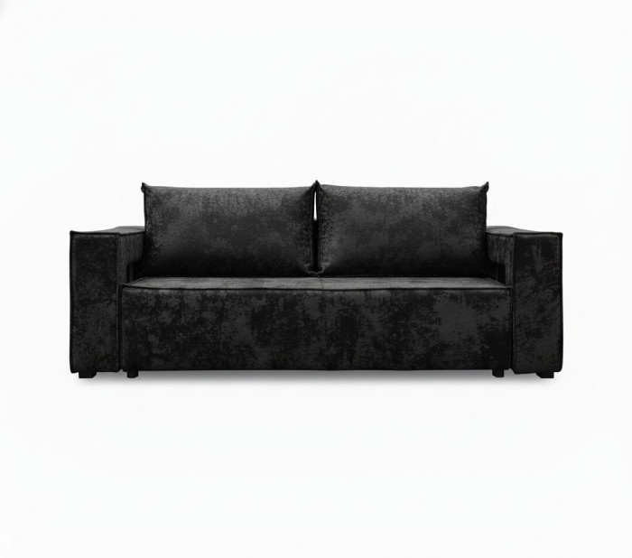 Диван-кровать Лофт Люкс Плюш с подсветкой, еврокнижка, независимый пружинный блок, 140х195, черный