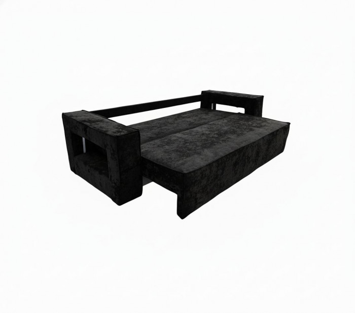 Диван-кровать Лофт Люкс Плюш с подсветкой, еврокнижка, независимый пружинный блок, 140х195, черный